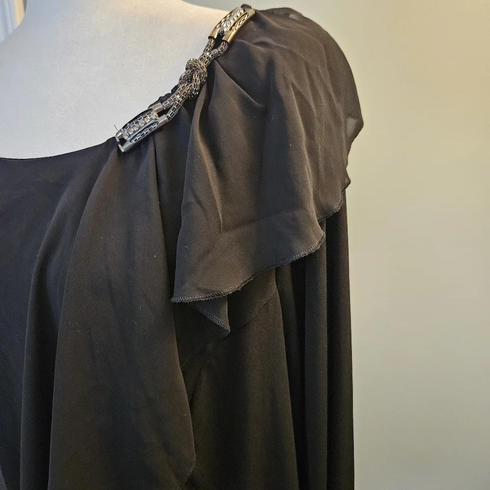 Simonton Says Women's Size 1x Black Long Sleeve Blouse with Embellished Detail - Picture 4 of 12